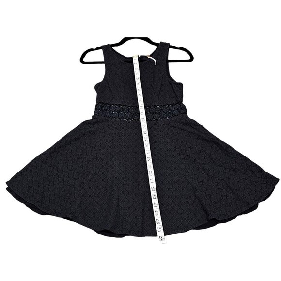 Free People Black  Sleeveless Eyelet Floral Skater Dress Size Small - Picture 10 of 13